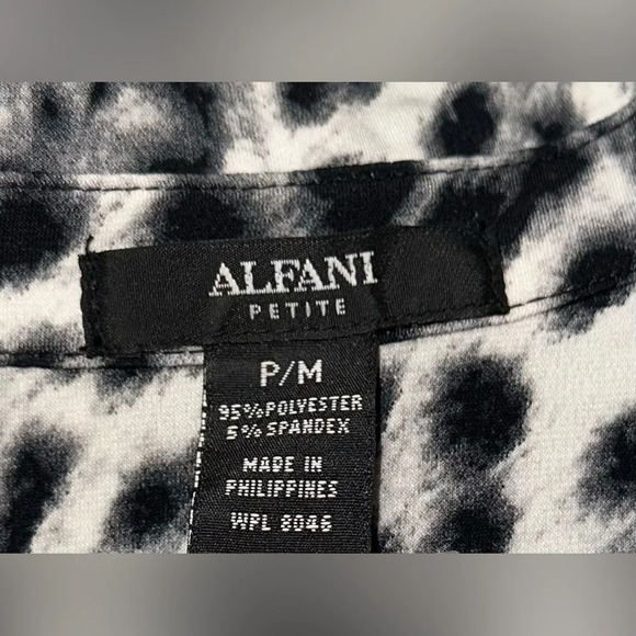 Women's Alfani Leopard Print Petite Blouse, Cap Short Sleeve - Picture 2 of 8